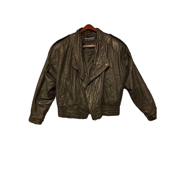 Vintage 90s Y2K Wilson’s Leather Leopard Print Zip Up Moto Jacket Size Small